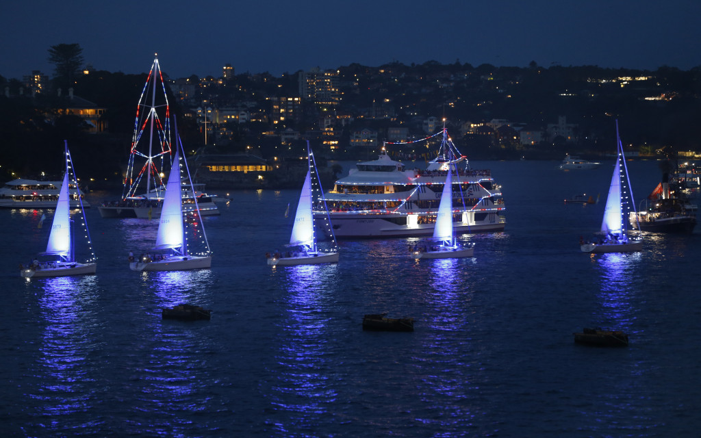 Lit Vessels on Sydney Harbour