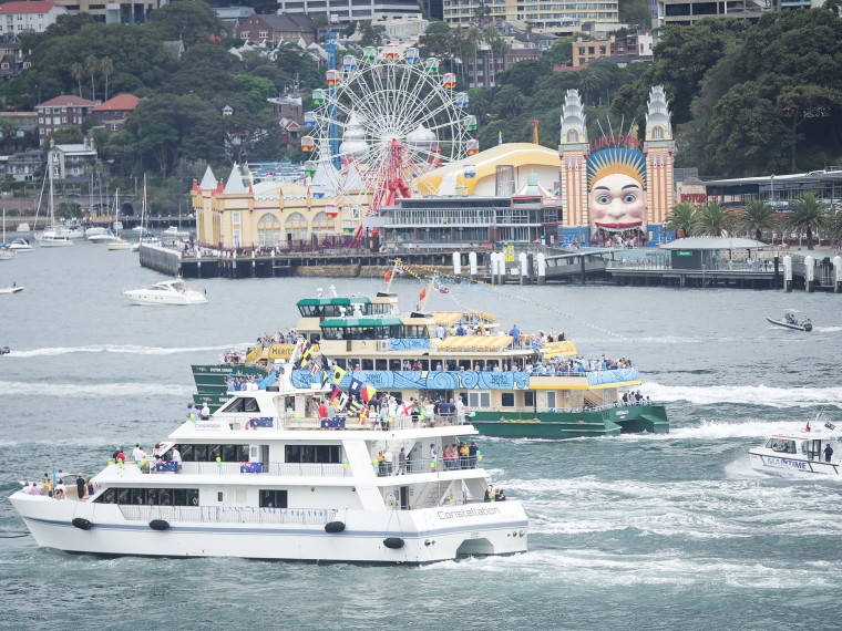Ferrython passing Luna Park on Sydney Harbour during Australia Day 2018