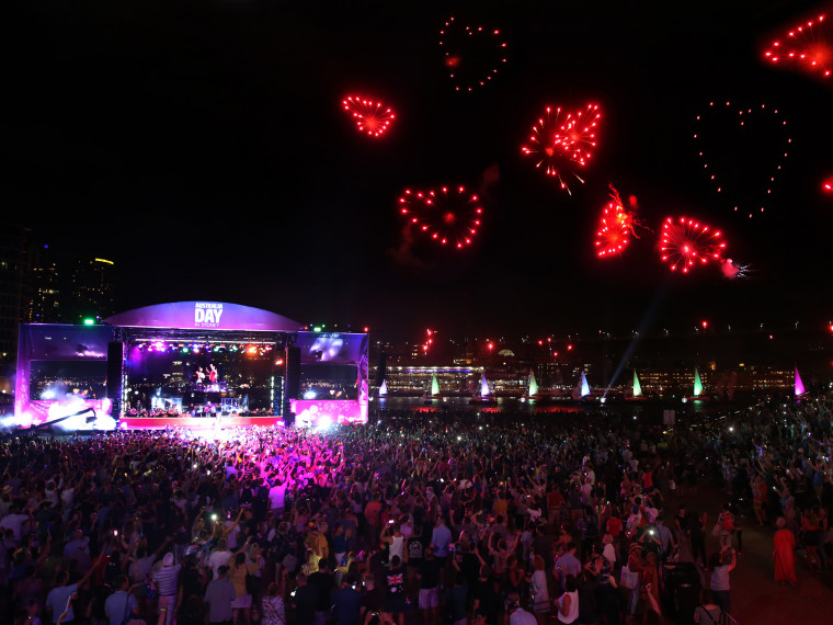 Heart shaped fireworks during Australia Day Live