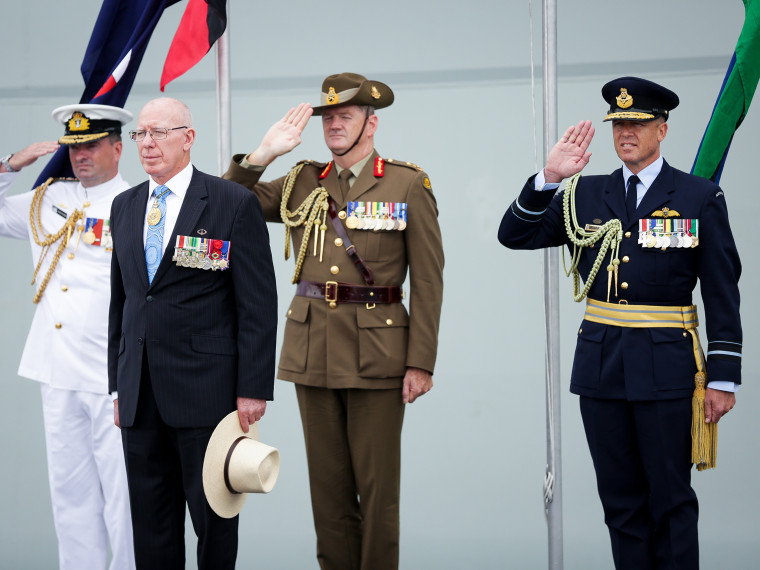 His Excellency General The Honourable David Hurley AC DSC Retd Governor of NSW receives the Salute to Australia on Australia Day 2018