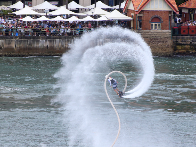 Jetpack acrobatics on Sydney Harbour during Australia Day 2018