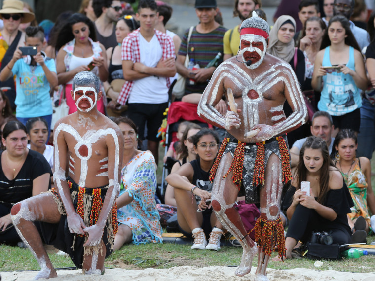 Perfomers at Yabun in front of crowd
