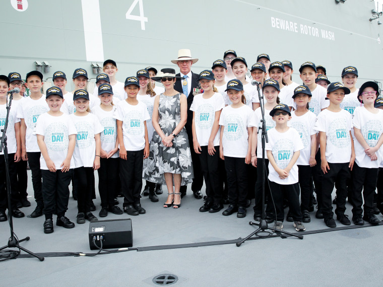 School choir with His Excellency General The Honourable David Hurley AC DSC Retd Governor of NSW and Mrs Hurley