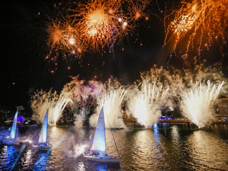 Yachts on Sydney Habour during Live at the Quay on Australia Day 2018