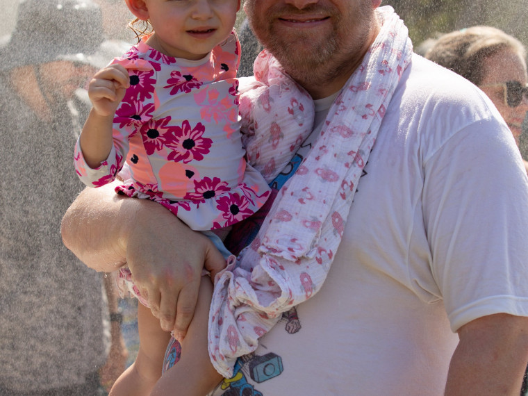 Father at daughter at the Summer Playground in Darling Harbour