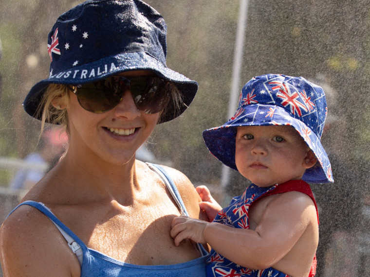Mother and child at the Summer Playground in Darling Harbour