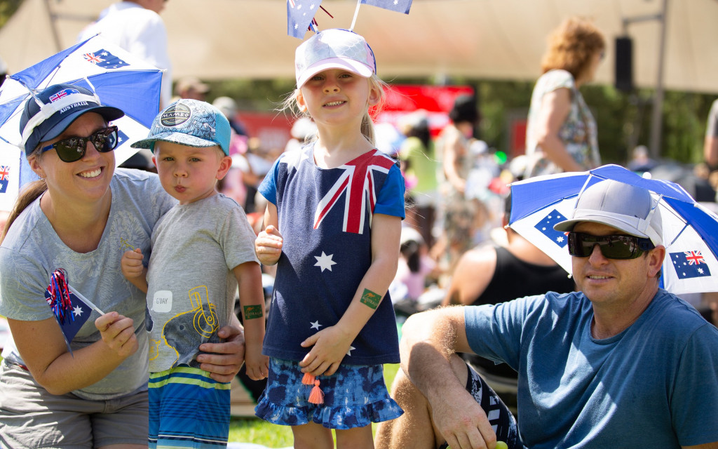 Young family at the Summer Playground in Darling Harbour