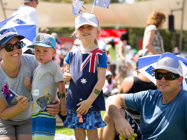 Young family at the Summer Playground in Darling Harbour