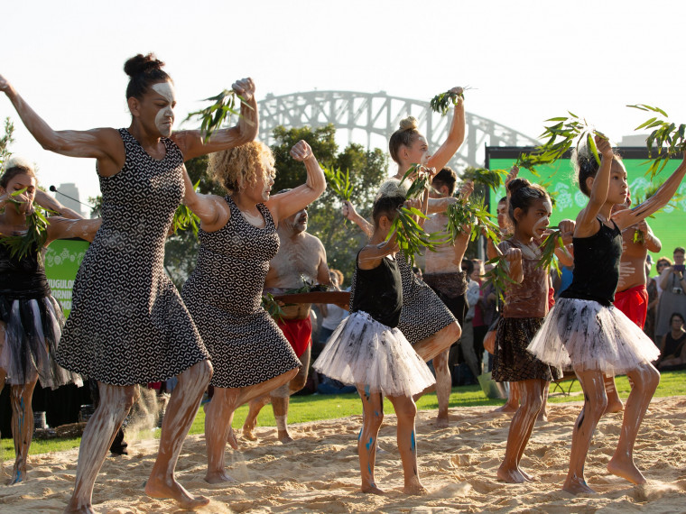 Female dancers at the the Wugulora Indigenous Morning Ceremony