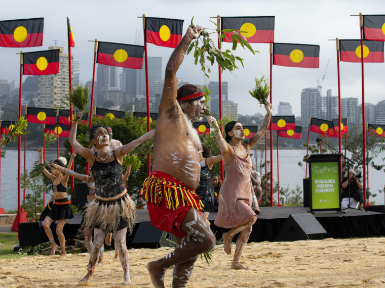 Performers at the Wugulora Morning Ceremony on Australia Day