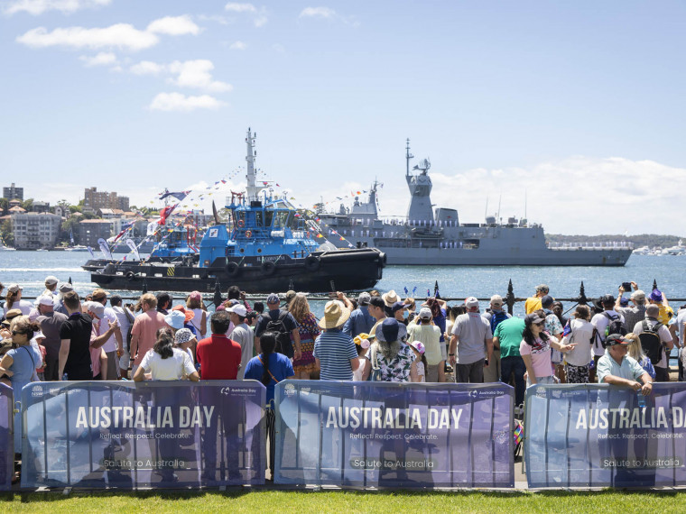 Salute to Australia - HMAS Parramatta and tug boat (Australia Day 2022)