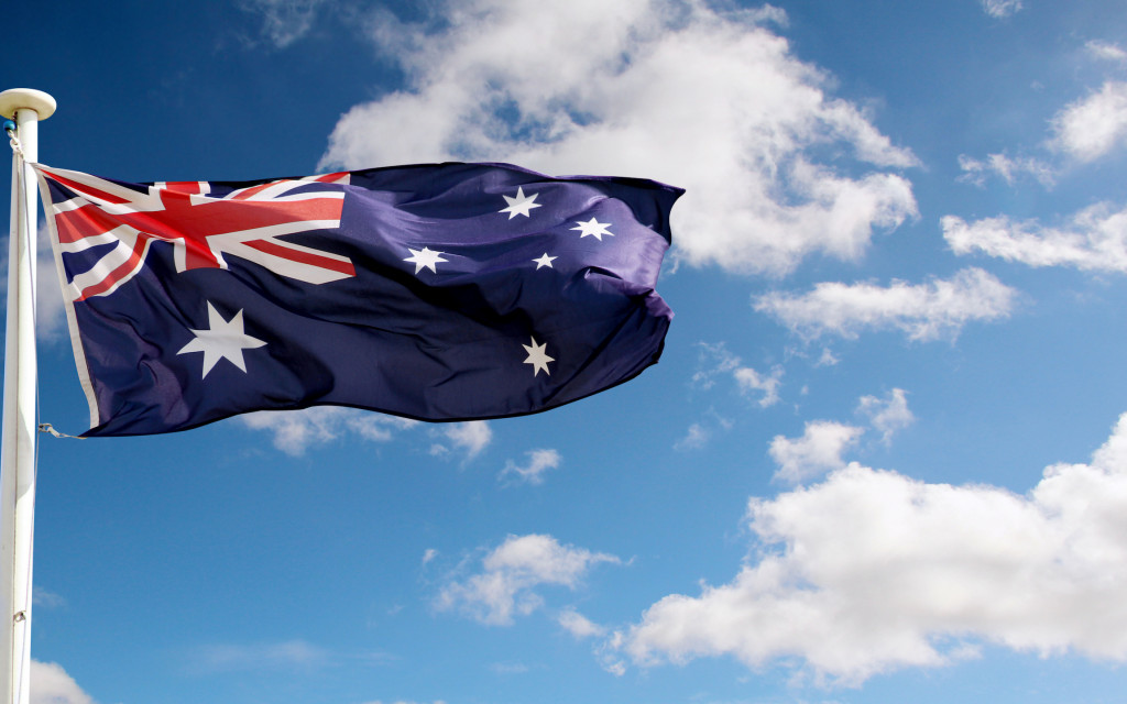 Australian flag flying in the sky