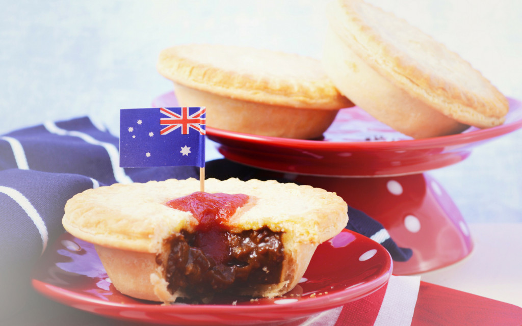 a meat pie with an australian flag toothpick