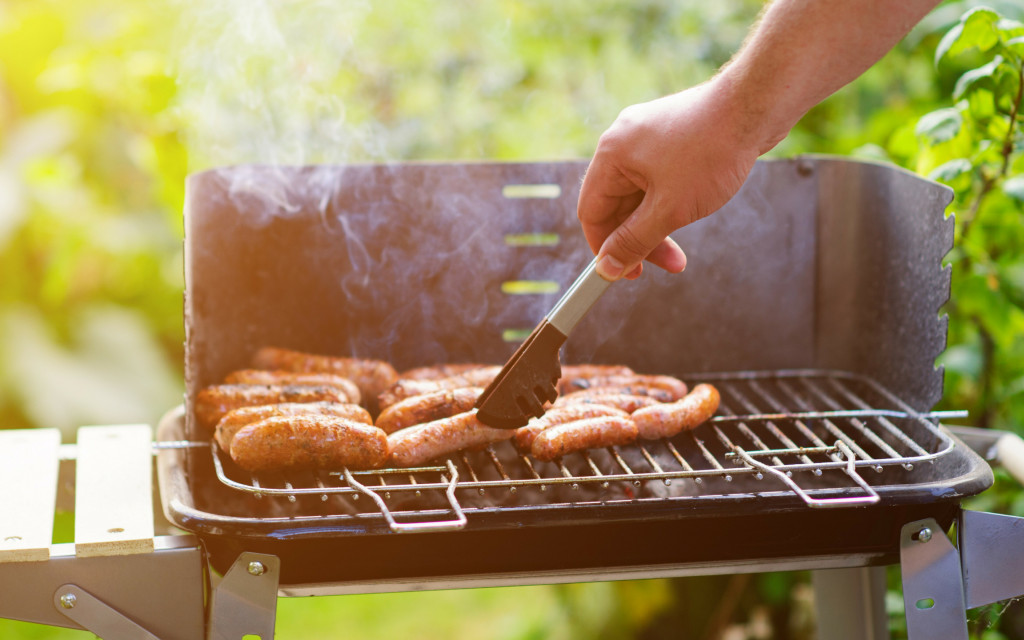 cooking sausages on a bbq