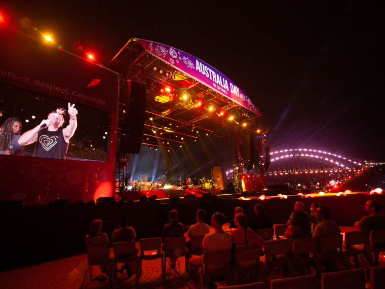 Mitch Tambo performing on screen from Melbourne for Australia Day Live at Sydney Opera House