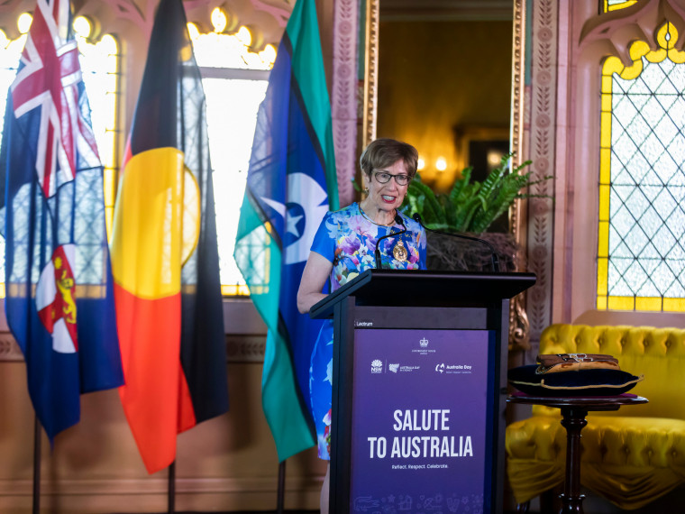 Governor of NSW Margaret Beazley OAM delivering an address at Salute to Australia