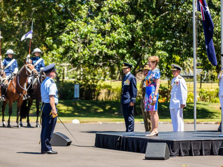 Governor of NSW Margaret Beazley OAM during Salute to Australia with the Royal Australian Navy, Australian Army and Royal Australian Air Force