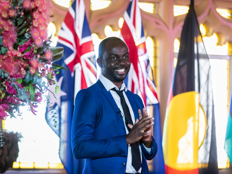 New citizen Daniel Abobaw at Salute to Australia