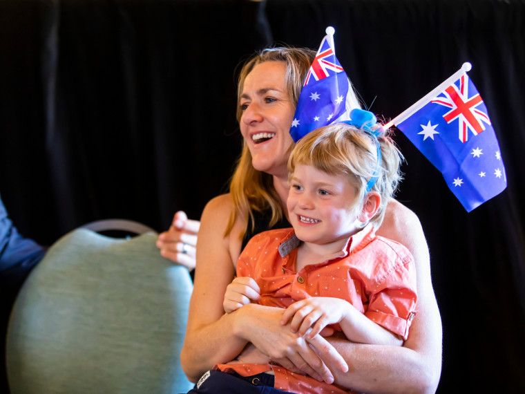 Ruth Calitz and son Hugo at Salute to Australia
