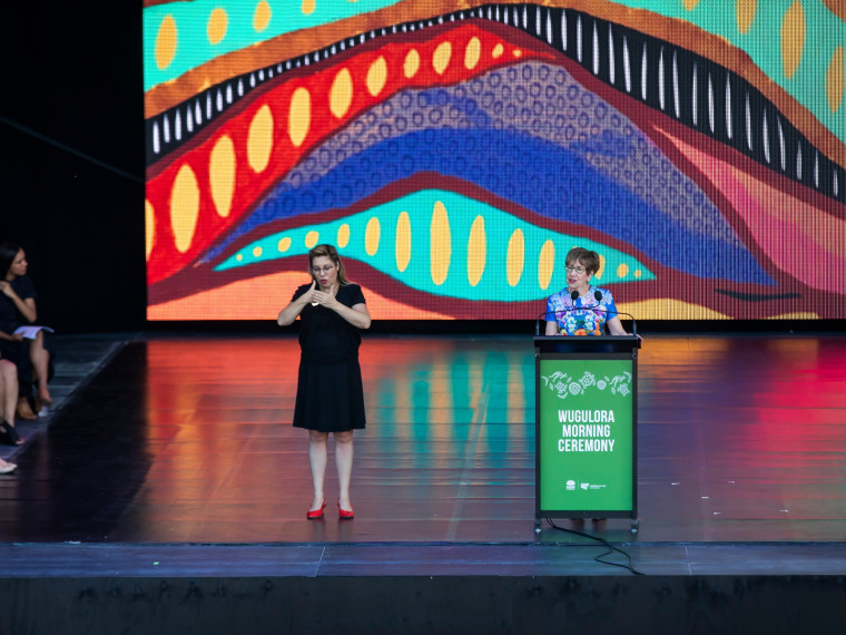 Govenor of NSW Margaret Beazley OAM at the WugulOra Morning Ceremony 2021
