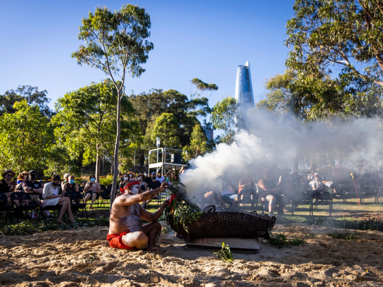 Smoking Ceremony at the WugulOra Morning Ceremony 2021