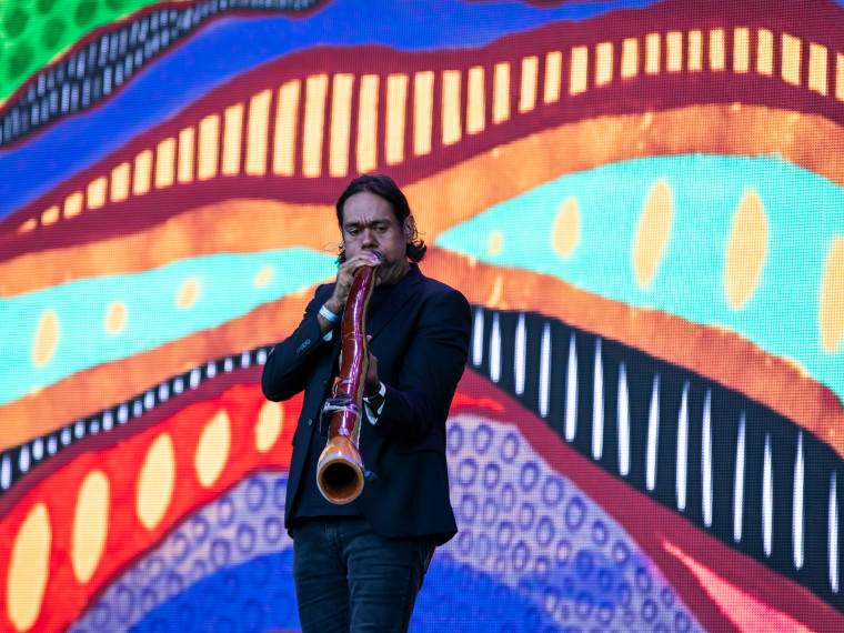 William Barton playing the didgeridoo at the WugulOra Morning Ceremony 2021